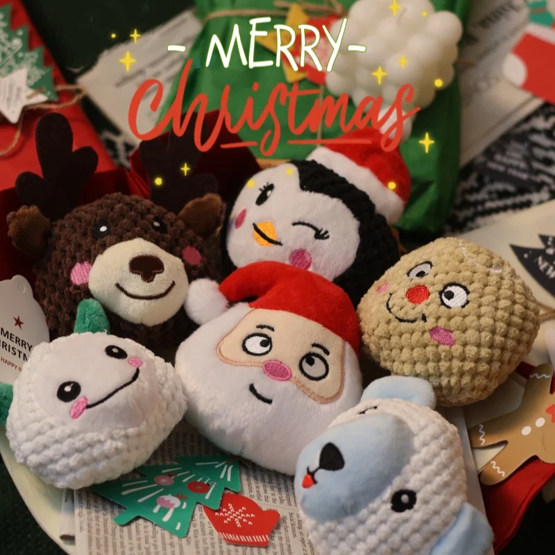 Dog Christmas Toy Set, Christmas Gift Sounding Toys Interactive Plush Toys.Christmas 6-piece set