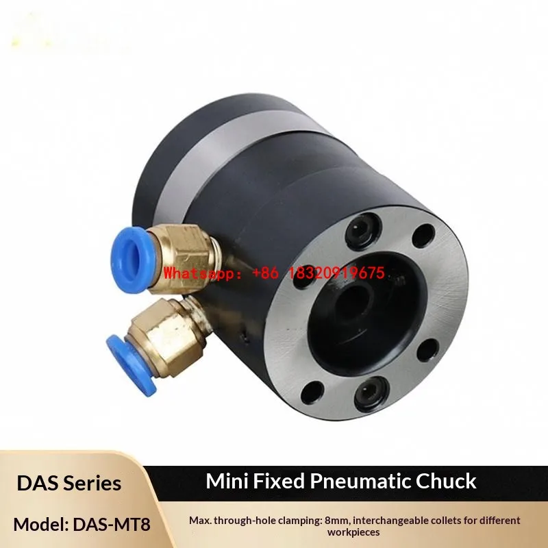 DAS-MT8 Compact Mini Pneumatic Chuck – Fixed Vertical Pneumatic Collet Chuck for Robotic Loading/Unloading (Sleeve-Type Fixture)
