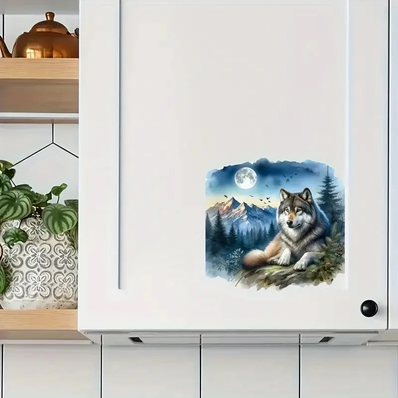 Wolf King and Mountain Scene Stickers,Wall Toilet Decal Removable, Waterproof Vinyl Car Sticker for Bathroom Decor,
