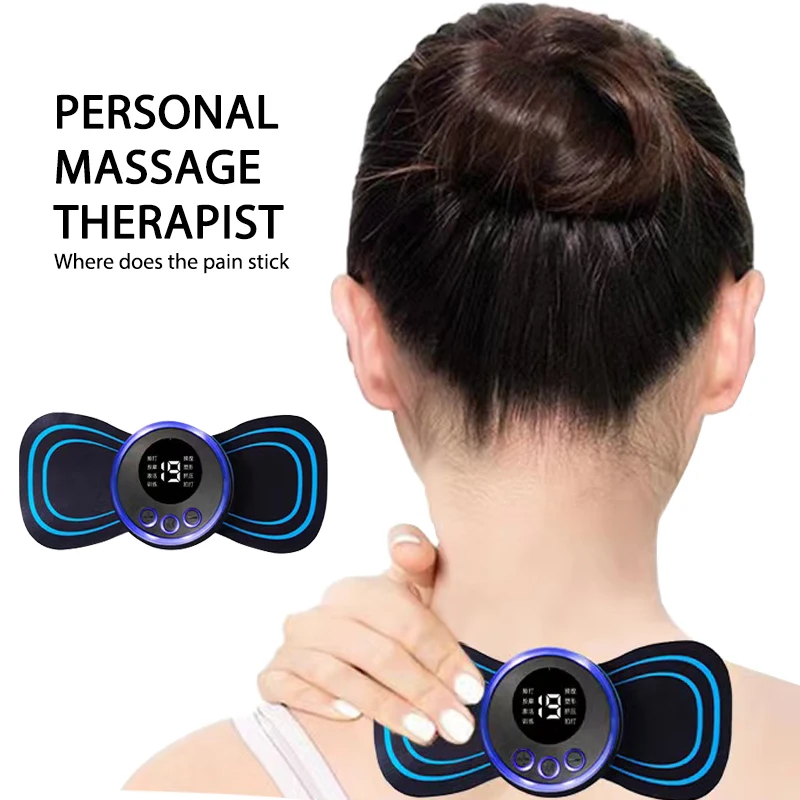 19 Levels EMS Neck Electric Massager Patch Pulse Muscle Stimulator Gel Pad Relieve Fatigue Cervical Massage Sticker Portable