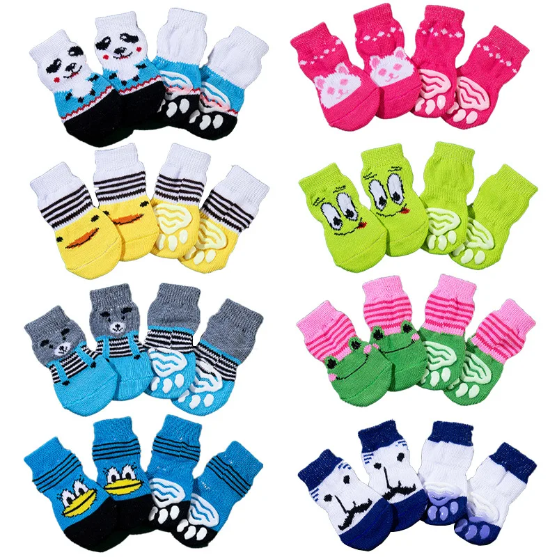 

Pet socks, high quality non-slip bottom, puppy socks, dog foot covers, Teddy dog Keji socks, 4 Pack wholesale.