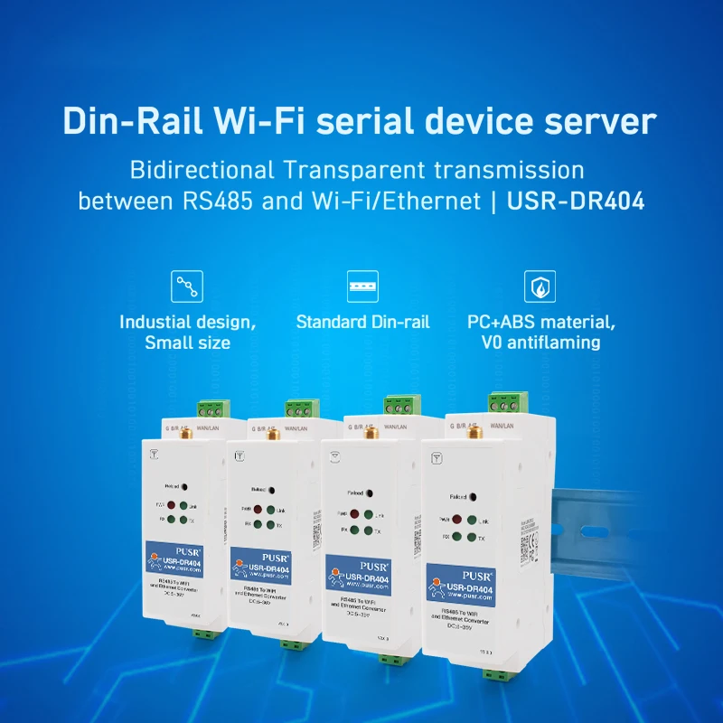 Picture 4: PUSR DIN-Rail RS485 to WiFi Ethernet Converter Modbus RTU to Modbus TCP with MQTT SSL/TL DR404