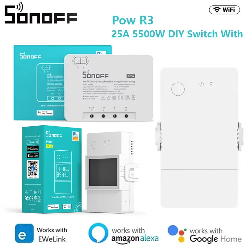 

SONOFF POWR3 Power Metering Monitoring Wifi Intelligent Switch Modification Part Mobile Rermote Control 25A