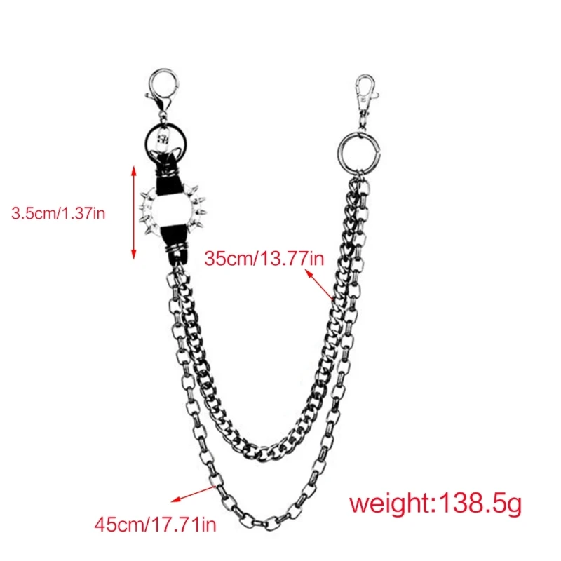 Punk Jeans Pants Chain MultiLayer Chain Rivets Lock Charm Waist Wallet Ornament Harajuku Wallet Chain Pocket Chain