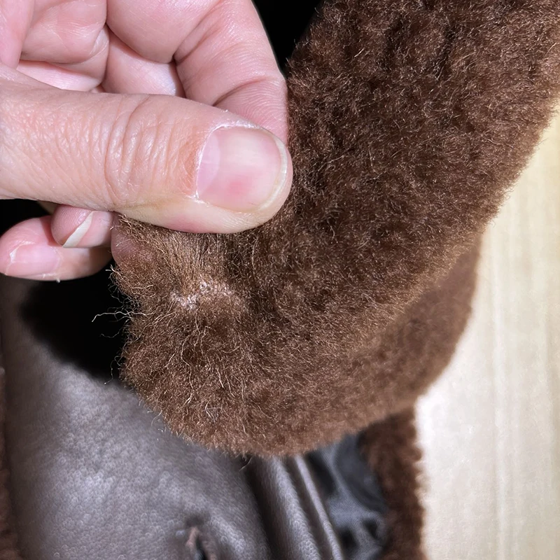Winter G1 Top Gun Jacken-Zubehör Abnehmbarer Schaffell-Wollkragen Braun Schwarz Original Pelzkragen für Herren-Oberbekleidung – Detail 11