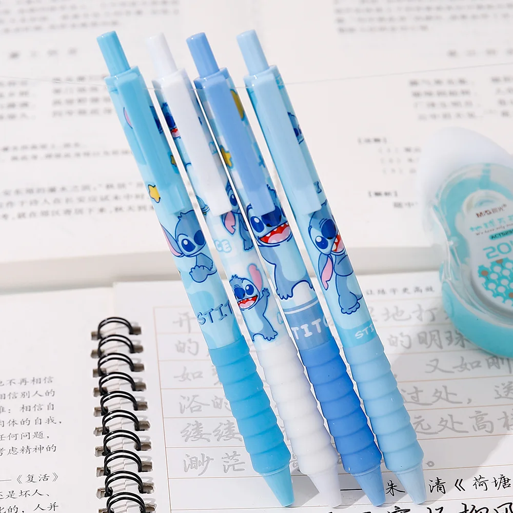 4 pçs/caixa kawaii disney ponto imprensa gel caneta escrita 0.5mm dos desenhos animados preto neutro caneta material escolar de escritório estudo papelaria presente