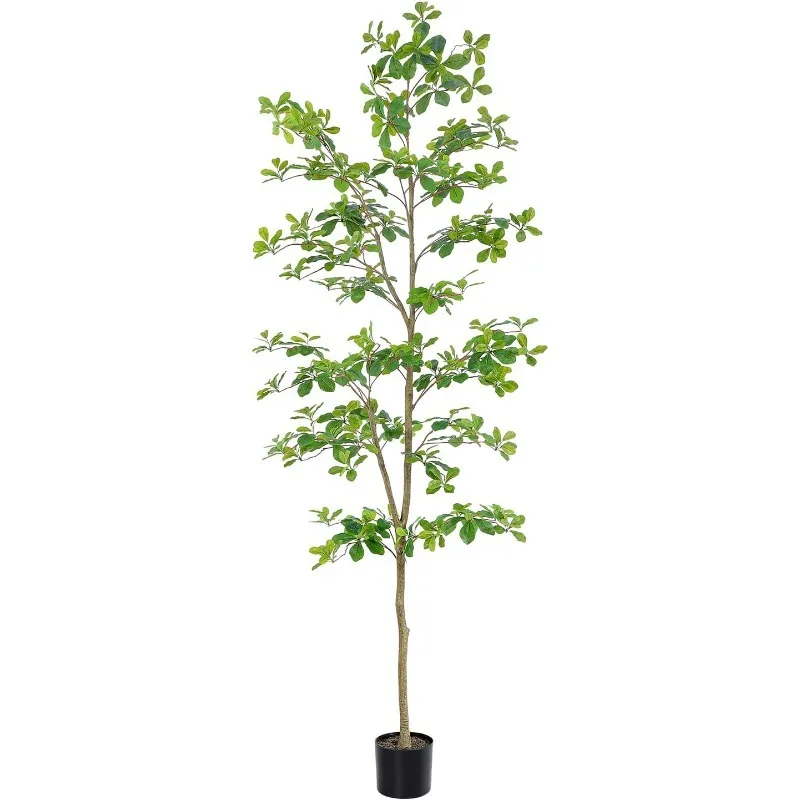 

Faux Black Olive Tree 7ft, Tall Faux Trees Indoor with Natural Trunk and Realistic Leaves. 7 Feet(84in) Artificial Tree