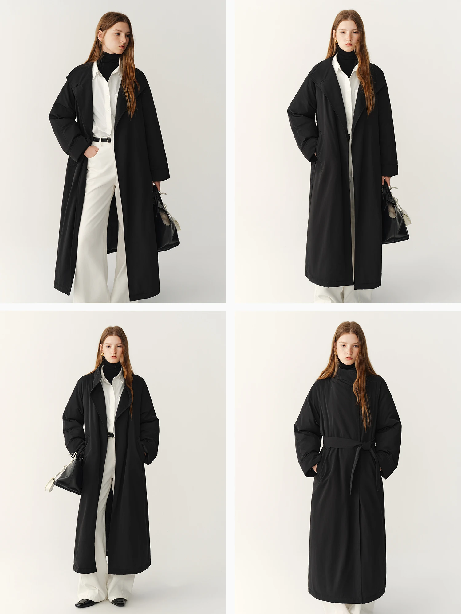 FSLE 2026 Winter Women's Commute Stand Collar Direct Down Fill Trench Inspired Down Mid Long Puffer Coat Warm Quilted Outerwear