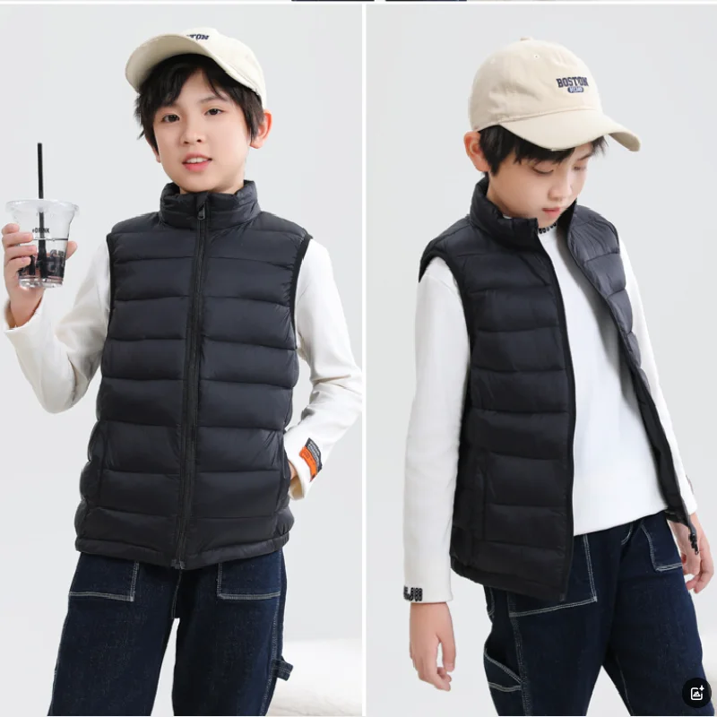 

Autumn Kids Down Vest New Winter Boys Girls Warm Waistcoat Children Outerwear Vest Teens Cotton Jackets Vest For 4-14 Years