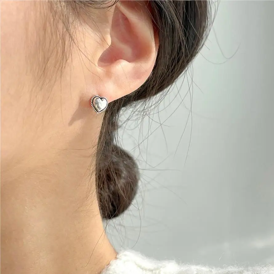 925 Sterling Silver Heart Small Stud Earrings For Women High Quality Designer Jewelry Accessories