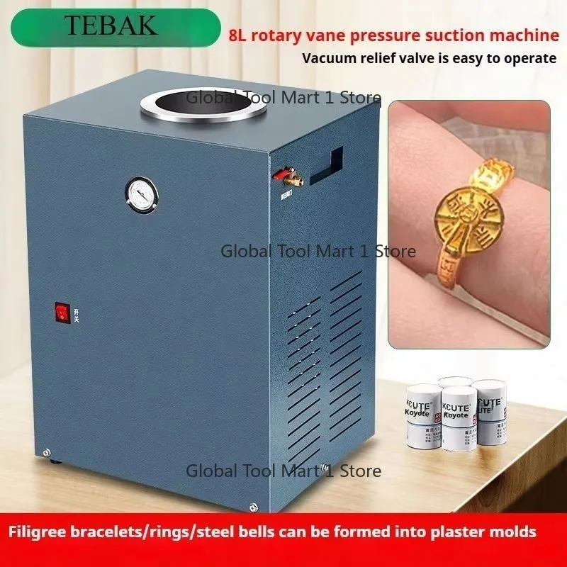 TE-BAK 8L Rotary Vane Pressure Suctio-n Machine Gold and Silver Jewelry Processing Gold Gypsum Mold Vacuum Casting Machine