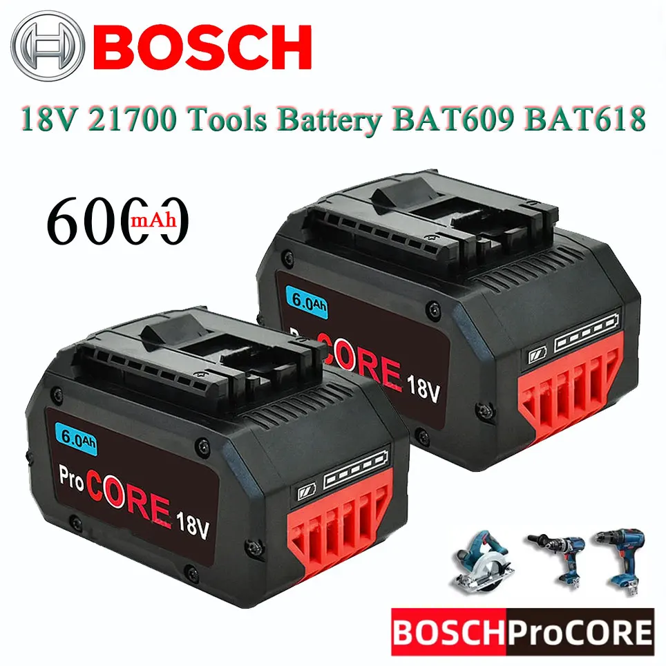 

18V 6.0Ah 100% original Bosch rechargeable battery, suitable for tool BAT609 BAT618 GBA18V80 21700 high-power 5C power battery