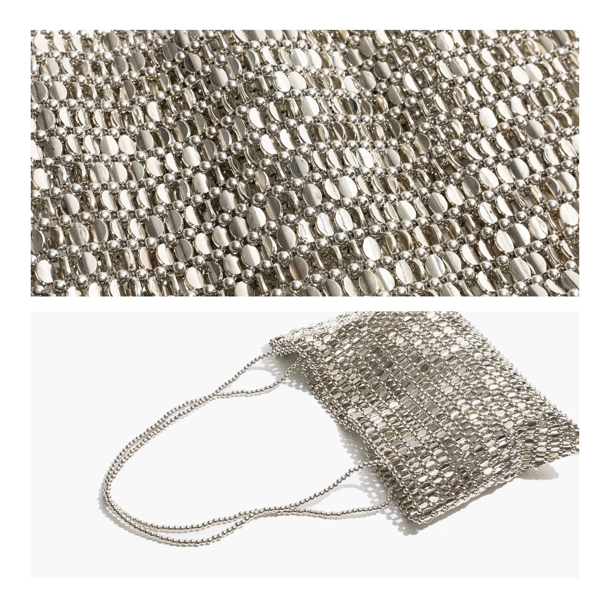 CKKUI Vintage Metallic Sequins Woven Bag Spicy and High-End Single Shoulder Armpit Bag Ladies Chic Chain Tote Handbag