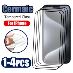 1-4Pcs Ceramic Film Clear For Apple iPhone 15 13 14 12 11 Pro Max Mini Plus SE Screen Protector XS 6 XR Tempered Glass HD Soft