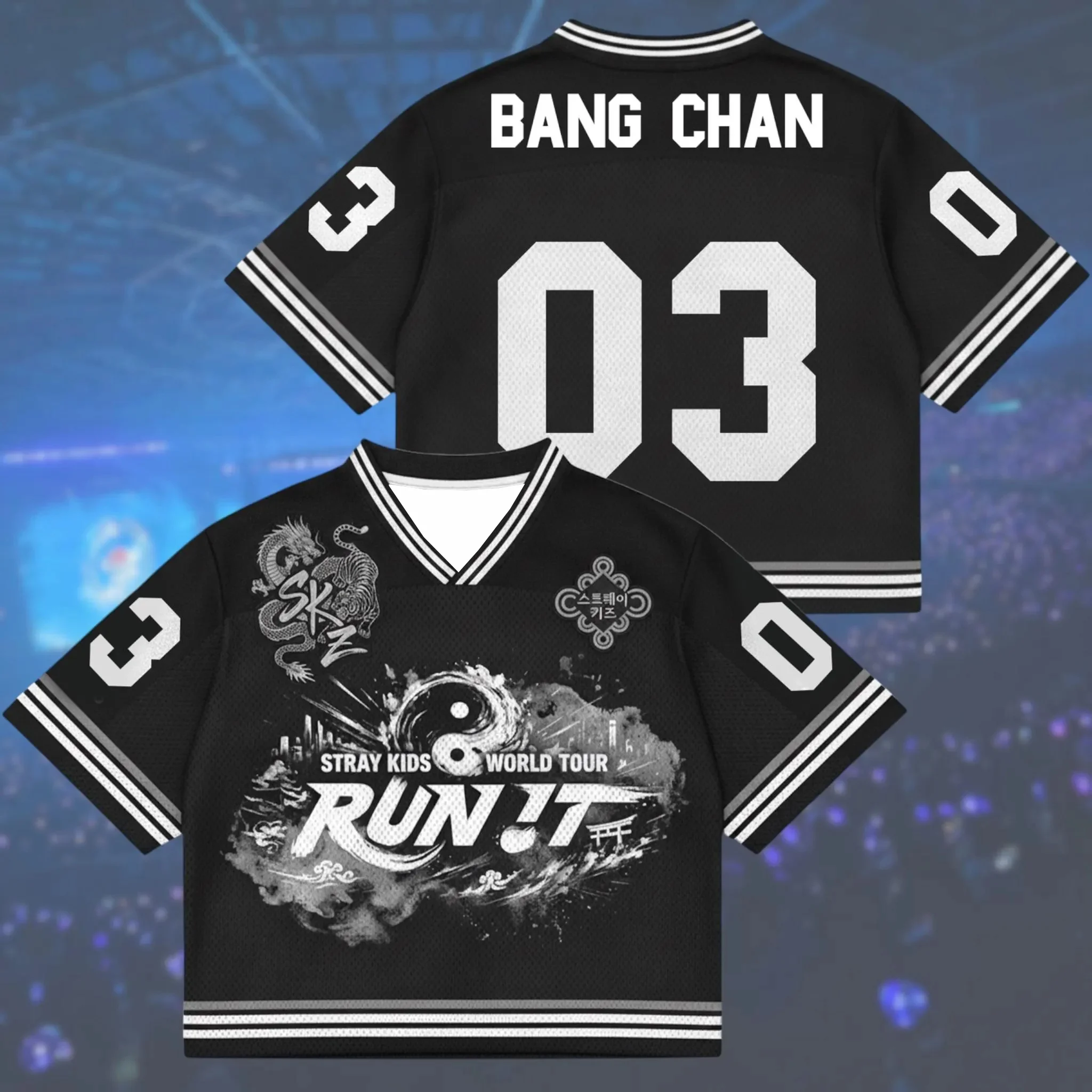 2026 Kpop Stray Run It 2026 World Tour Fan-Support-Service Modisches, lässiges, koreanisches, neutrales, dünnes, schnell trocknendes T-Shirt – Detail 7