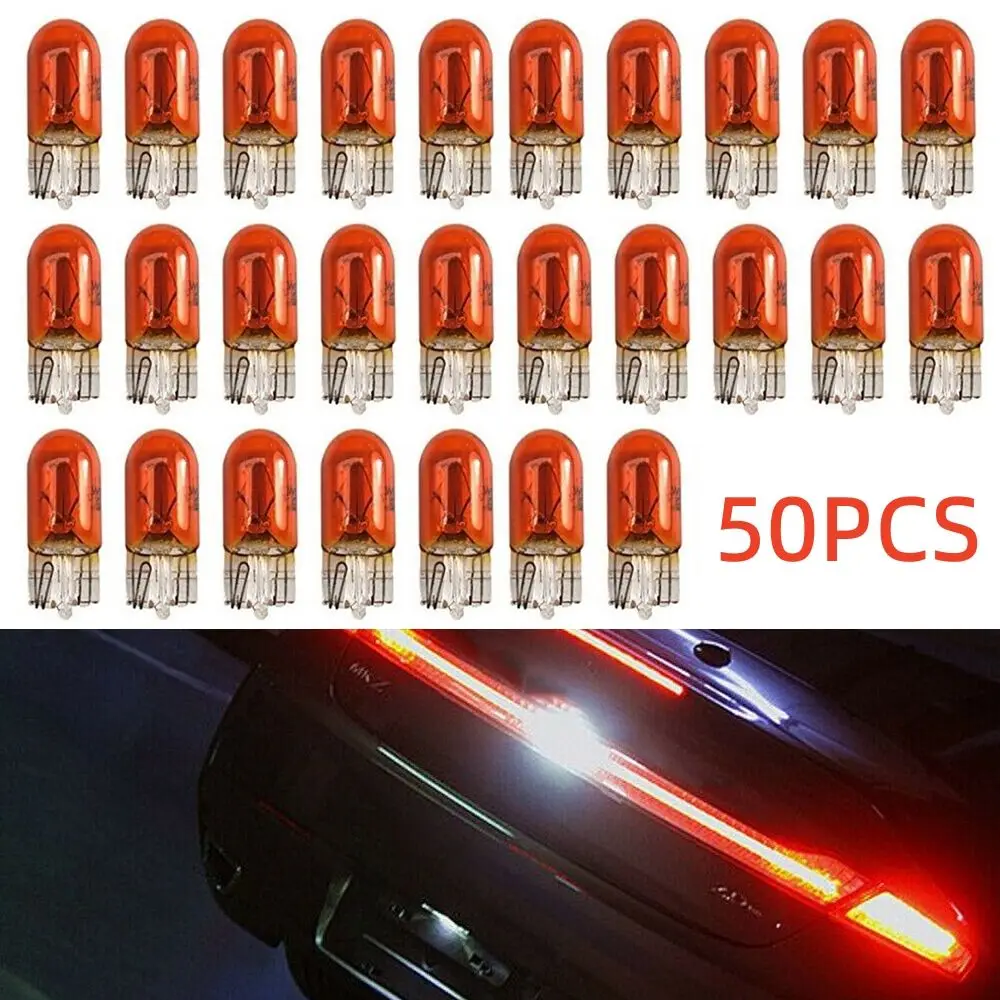 50x 501 W5W Amber Orange 12V 5W Capless Side Indicator Repeater Car Light Bulbs