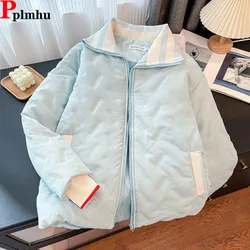 Down Cotton Winter Green Jackets Coats Casual Loose Korean Design Chaqueta Casaco Tops Women Lightweight Fluffy Padded Abrigos