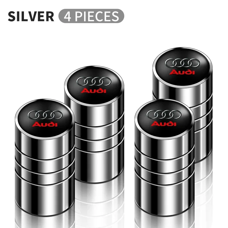 4Pcs Car Wheel Tire Air Valve Caps Stem Covers for AUDI RS S SLINE quattro A4 A3 A6 Q3 Q7 TT B8 8P 8V Q5 A5 A1 A7 A2 Q2 C6