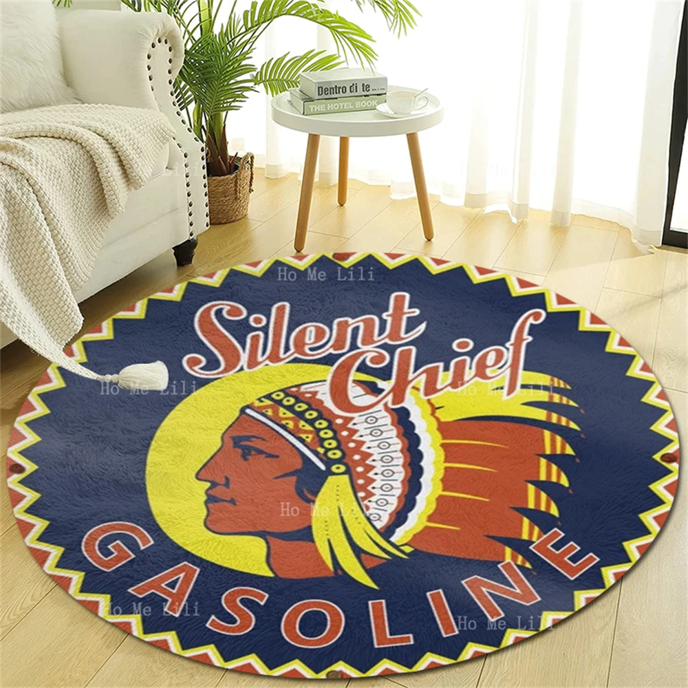 Nashville Tn Tennessee Ryman Country Music Fl State Boats And Fishing Indian Gasoline Sign Vintage Non-Slip Round Carpet