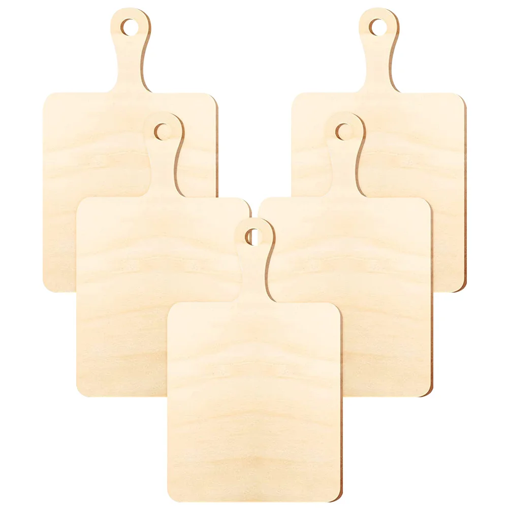 5 Pcs Mini Wooden Cutting Board Blanks for Crafts Square Supplies Serving Chopping with Handle