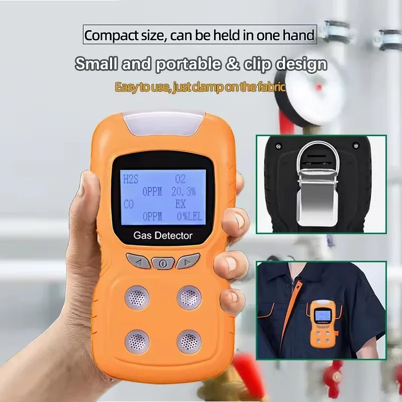 Portable Multi Gas Detector Gas Meter O2 H2S CO EX 4 in 1 Oxygen Hydrogen Sulfide Carbon Monoxide Combustible Gas Leak Detector