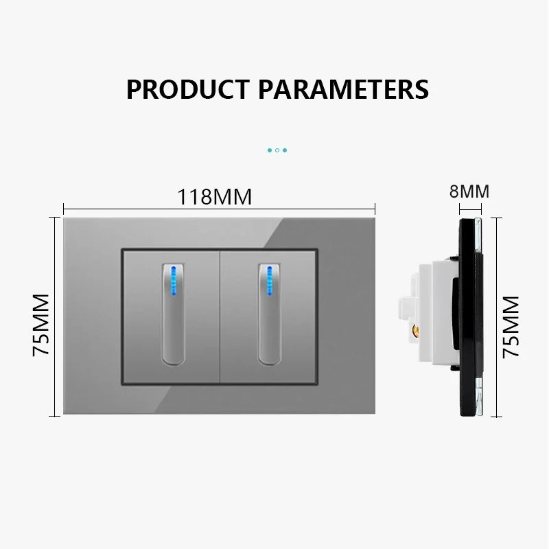 American Standard USB Wall Socket with 5V 2.1A USB Type-c Charger Plug,US Mexico Tempered Glass Piano Light Switch Power Outlet