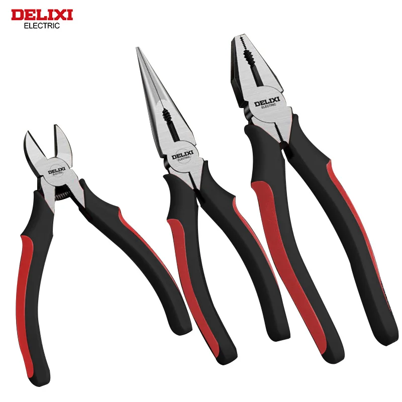 DELIXI ELECTRIC Wire Pliers，Sharp Large Opening Diagonal Pliers Needle Nose Pliers，for Cutting，Twisting and Clamping MetalWires