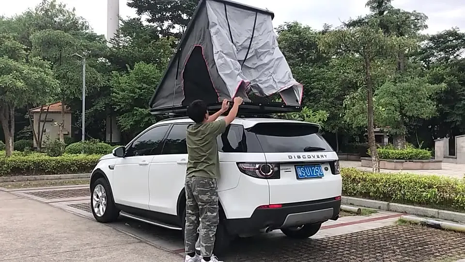 Camping Travel Waterproof Large Space Sunshade Hard Top Shell Aluminum Alloy Car Roof Tent Suitable for 4 People With Ladder