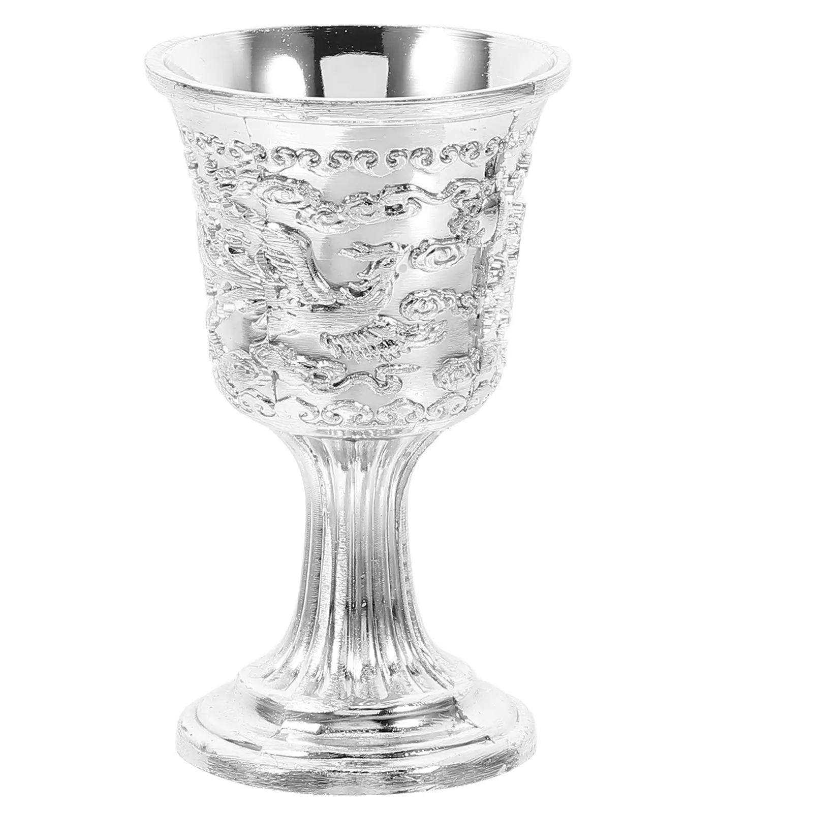 

Dragon Phoenix Glass Goblet Chalice Cup Retro Metal Zinc Alloy Vintage Nordic Goblets Home Restaurant Occasions Decorative