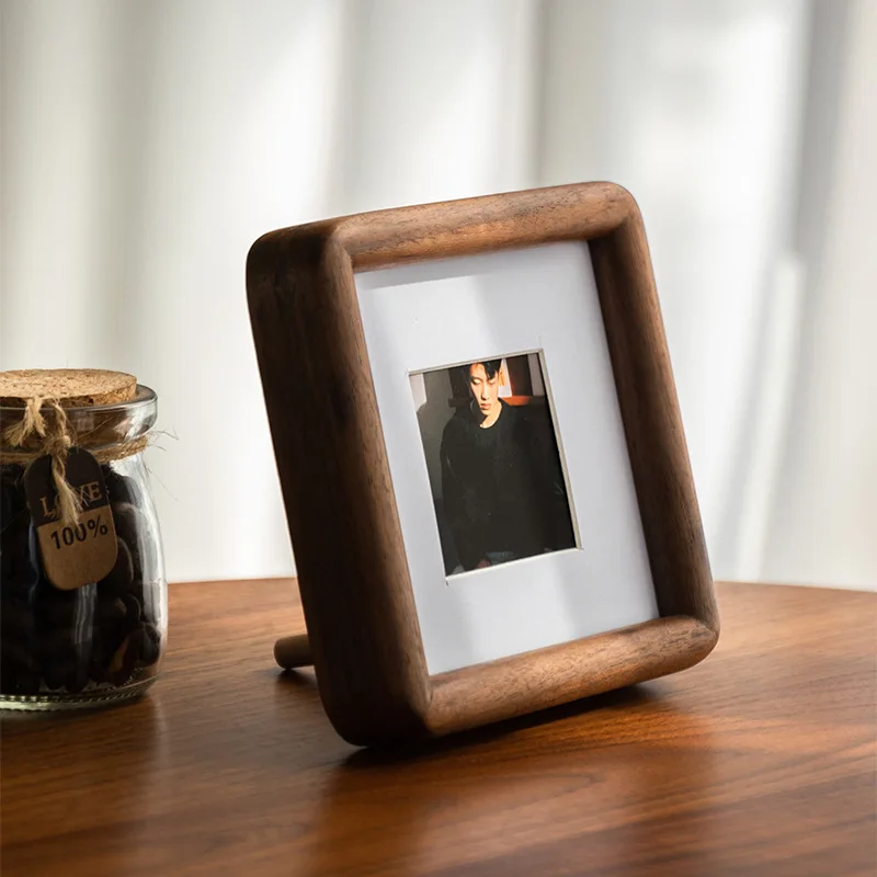 4-10 Inch Solid Wood Photo Frame Mortise Tenon Rounded Corner Table A4 Photo Picture Frame Walnut Teak for Artwork Photo Display