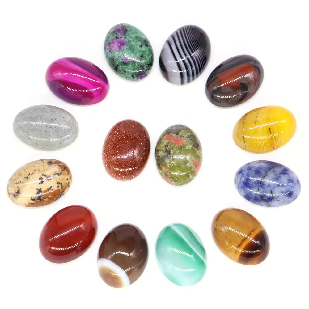 Wholesale 13x18mm Oval Cabochon Beads Natural Stone Crystal Flat Back Cameo Spacers For DIY Gem Jewelry Making Pendants Necklace