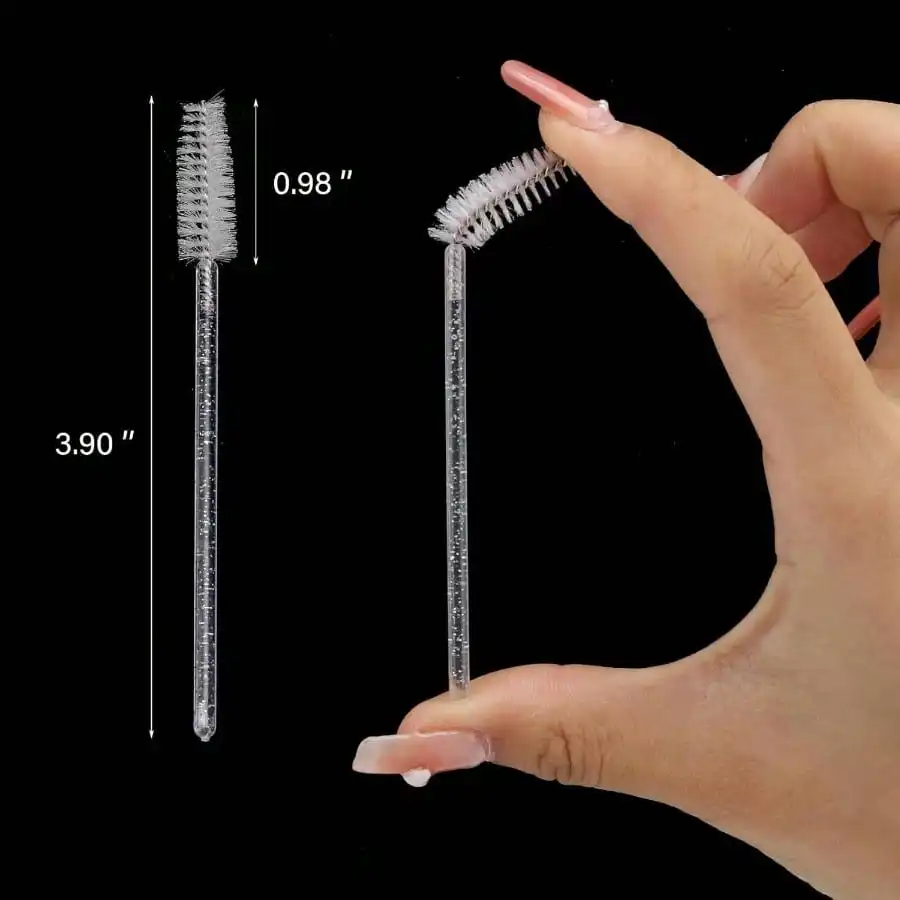 

50pcs Adjustable Eyelash Brush Eyelash Comb Fragrance-Free Makeup Brush Set, Suitable For Eyelash Extension And Eyebrow, Spiral Brush Head Design Eyelash Extension Tool Set