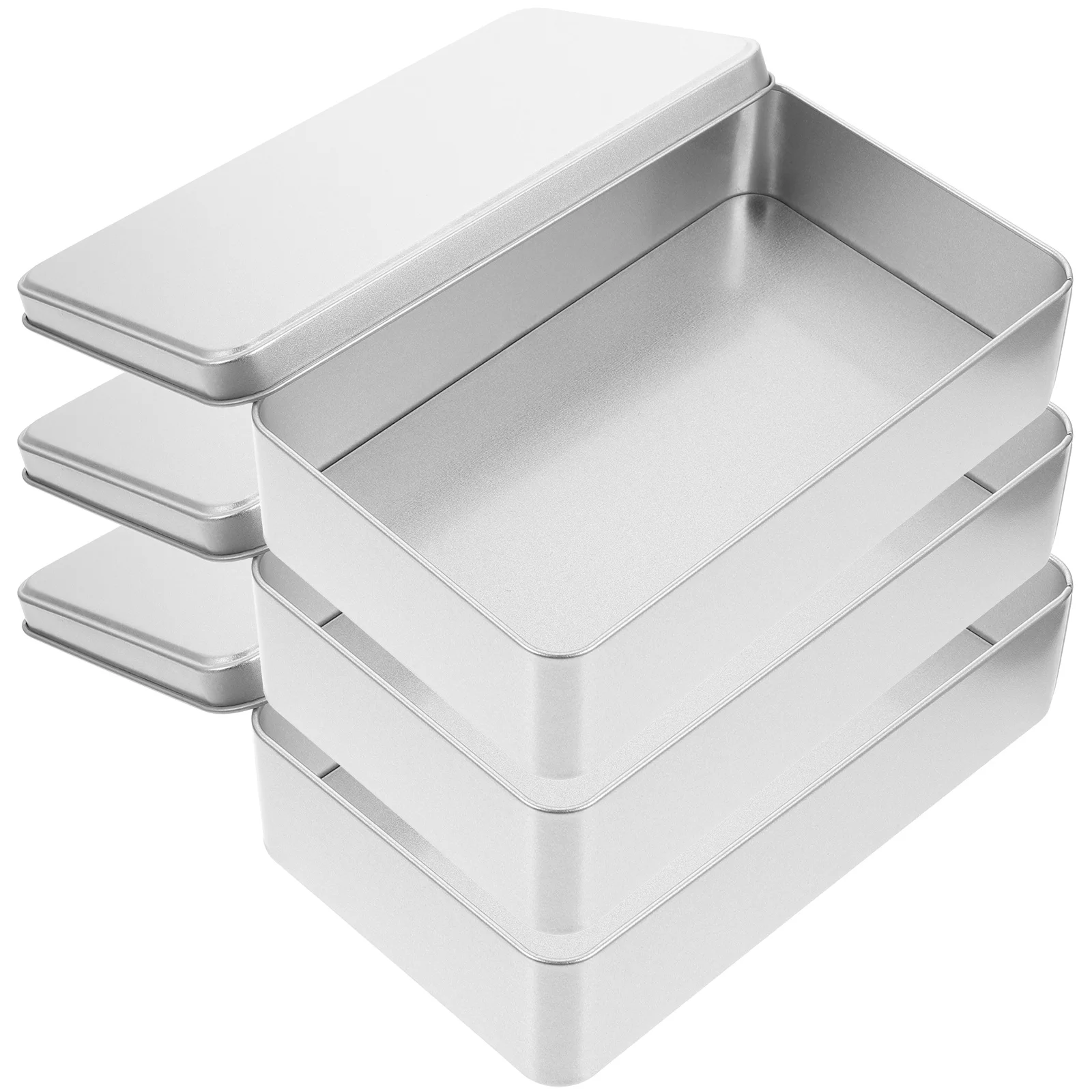

3 Pcs Silver Tinplate Storage Boxes Large Rectangle Candy Containers with Lid for Gifts Snacks Home Organization