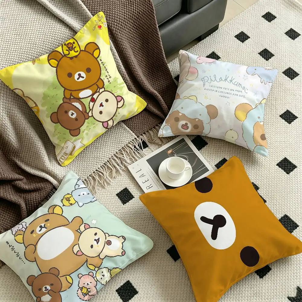 Kawaii Rilakkuma Bear Cushion Cover Pillowcase Upholstery Sofa Throw Pillow Home Decor Pillowcas