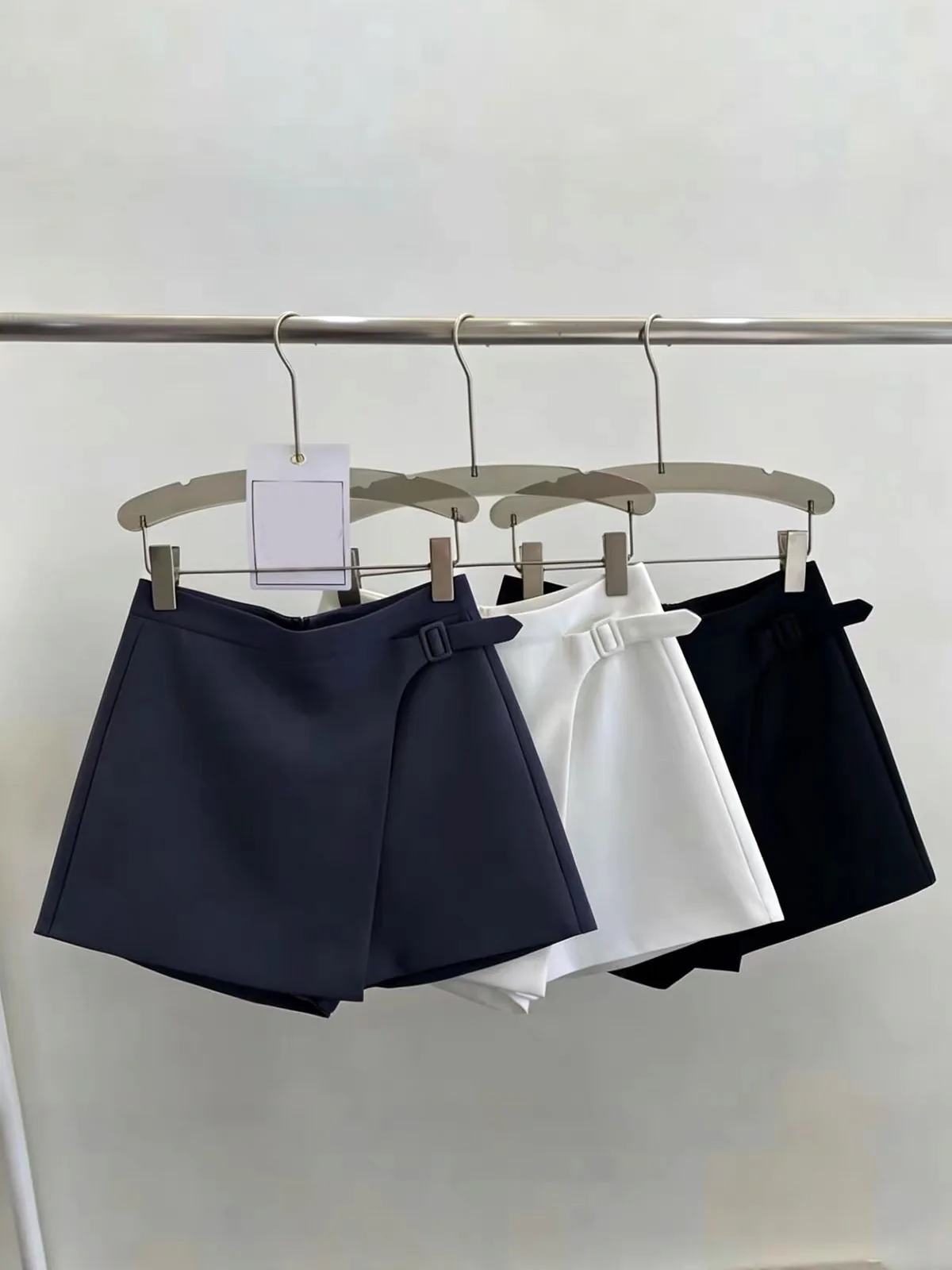 Women's Summer High Waist Irregular Suit Shorts Lady Asymmetrical Solid Color A Line Short Pants
