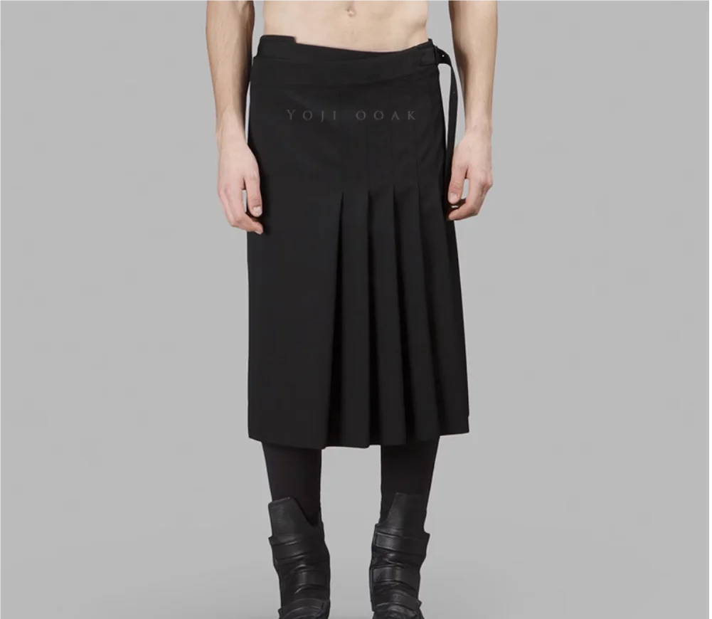 

Japanese Trendy Stage Men's Personalized Skirts and Pants Fashion Brand Men's Hundred Fold Half Skirt Men's Style