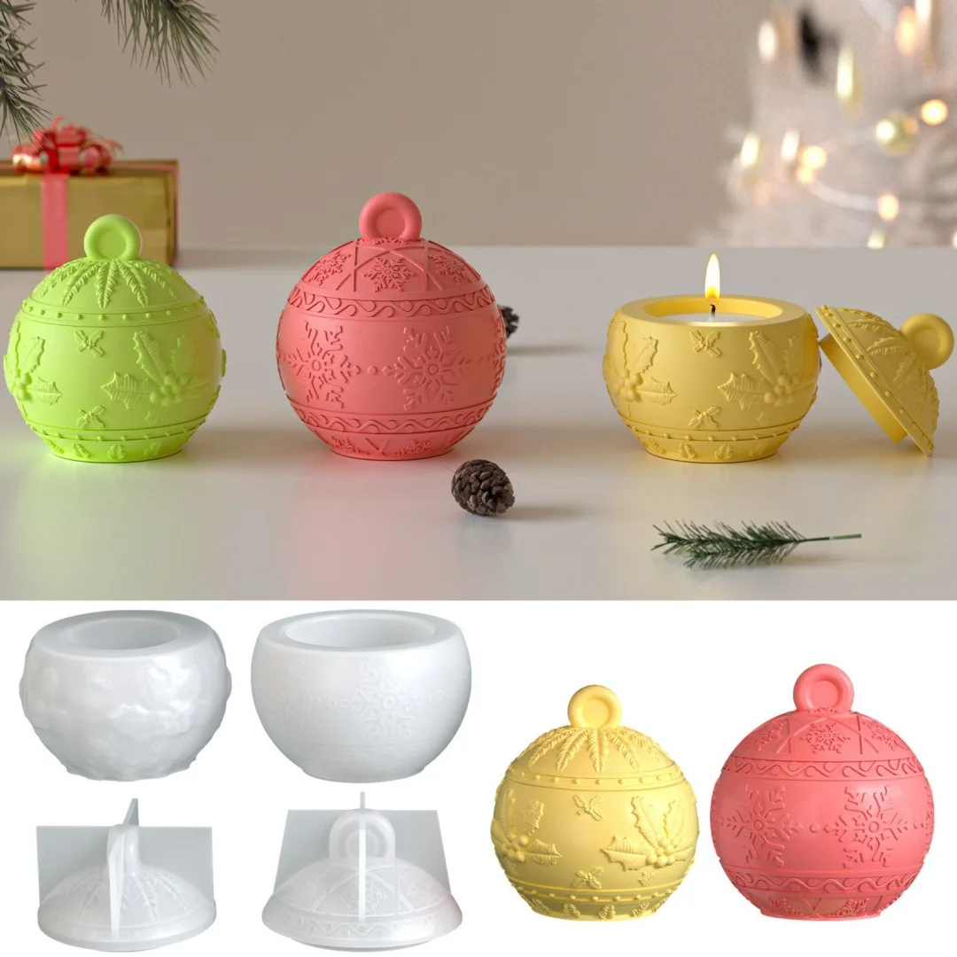 Weihnachten Schneeflocke Kerze Tasse Gips Silikon Form Runde Gips Lagerung Jar Dekoration Form Kerzenhalter Form