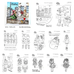 Christmas City Sidewalks Season Shop Santa Holly Metal Cutting Dies Silicone Stamps Scrapbooking Stencil Photo Album Card DIY