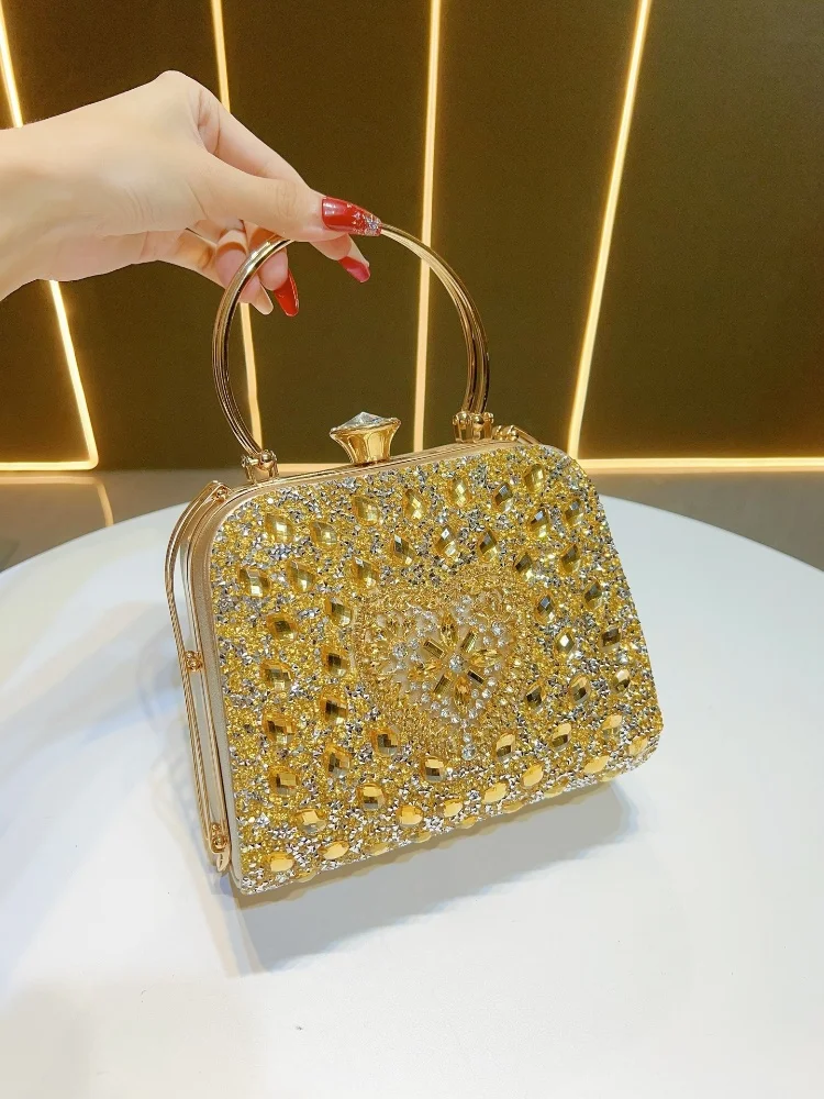 

New Arrival Women Glitter Banquet HandBag Studded Diamond Tote 2025 Advanced Feeling Luxury Fashion Chain Shoulder Bag Prom Bag