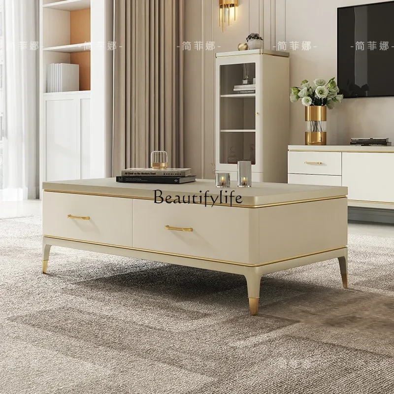 

New Arrivals Light luxury coffee table living room household simple solid wood small apartment coffee tabless 7304