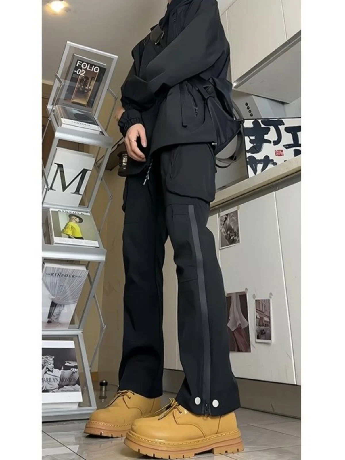 

Мужские уличные брюки-карго для походов, ветрозащитные, водонепроницаемые, подходят к ботинкам, осенние, модные, прямые, повседневные