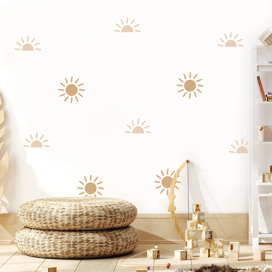 Boho Sun Nursery Wall Sticker Trendy Vinyl Removable Wall Decals Kids Girls and Boys Room Easy Use Interior Home Decor Gifts