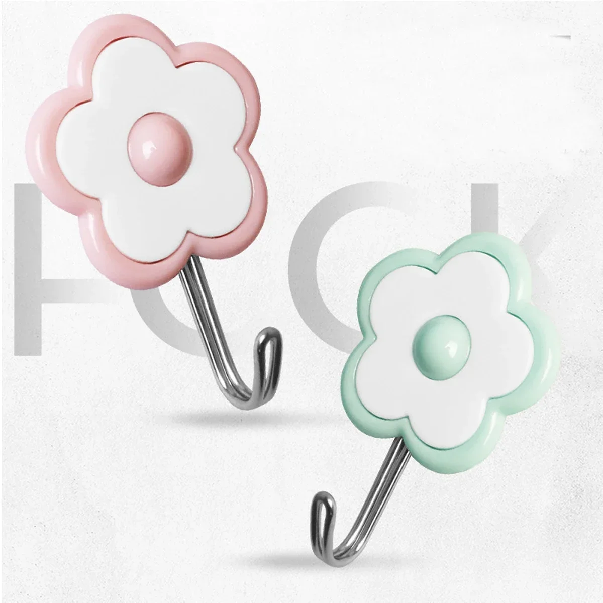 5pcs Cute Flower Utility Hooks  Kitchen Strong Hook Wall Hangers Without Nails Self Adhesive Key Holder Wall Decor Dorm Hooks