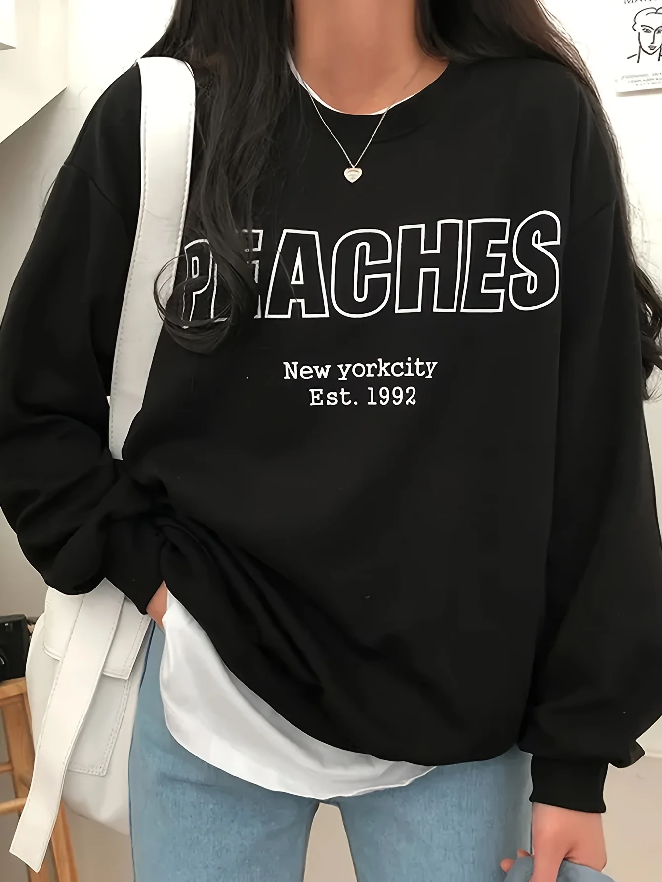 

Letter Graphic Printing Autumn and Winter Cotton Men's and Women's Sweatshirts Outdoor Sports Street Fashion Trend Clothing