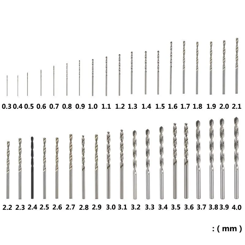 10pcs 0.3-4.0mm HSS Mini Twist Drill Bit Set For Dremel Rotary Tool Straight Shank Drill Bit Set  For Metal Woodworking Tools