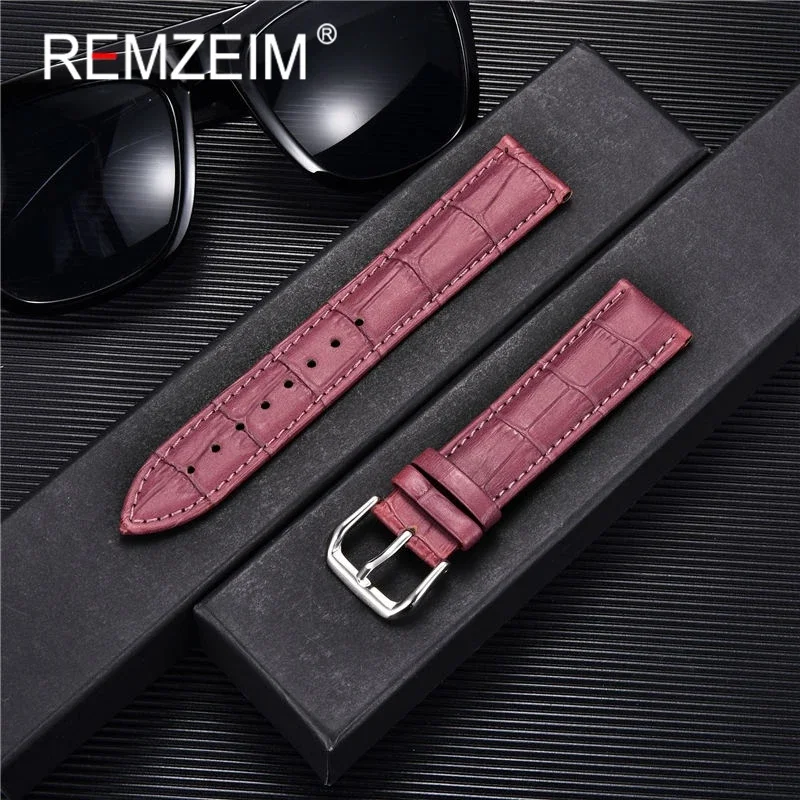 Bamboo Pattern High Quality Leather Watchband 14mm 16mm 18mm 20mm 22mm Bracelet Watch Straps Leather Wristwatch Band