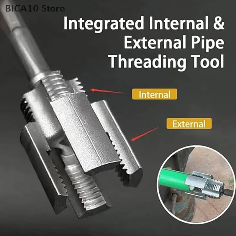 Integrated Internal & External Pipe Threading Tool PVC Pipe Threader Pipe Threading Tool 1/2'' 3/4'' Dies Electric Drill