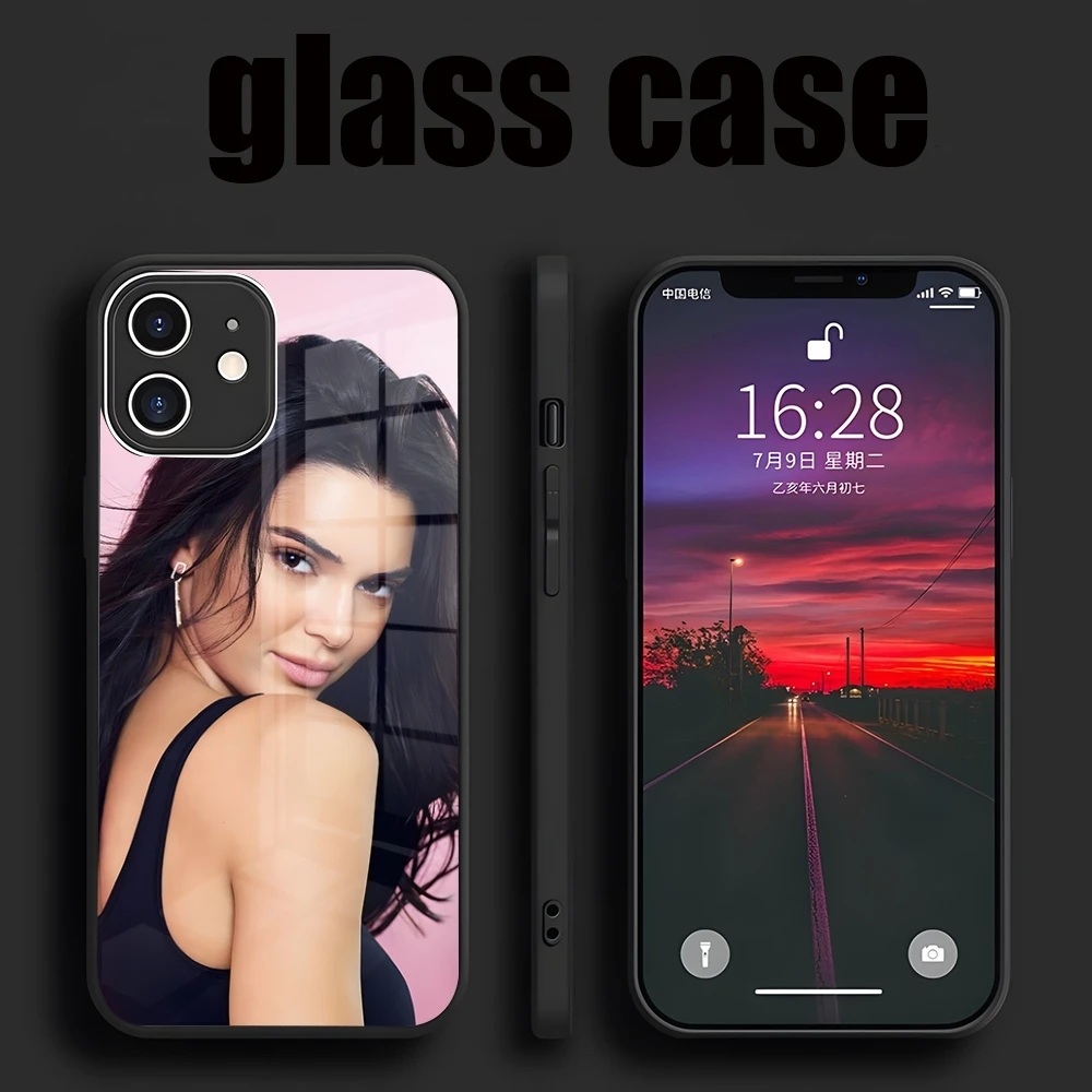 Model Gril Kendall Jenner Phone Case For IPhone 16 14 15 Pro Max Plus 13 12 11 X XR XS 8 7 6 MINI Glass Design Back Cover