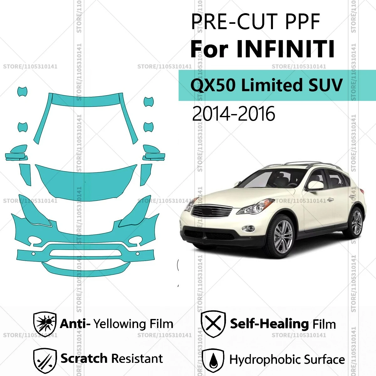Pre-Cut Paint Protection Film PPF Transparent Car Film Automotive PPF Front Kit For INFINITI QX50 Limited SUV 2014-2016