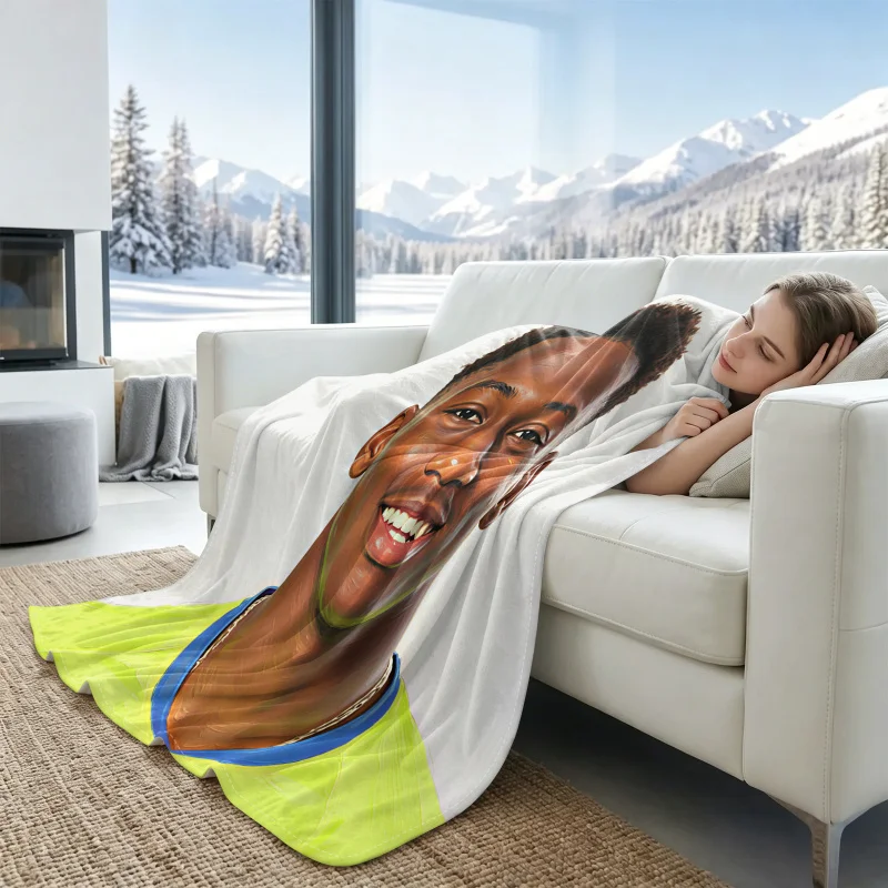 Soccer Player Oil Print Cooling Blanket Air Condition Comforter QMAX0.3 Light for hot sleepers teen men summer bed sofa